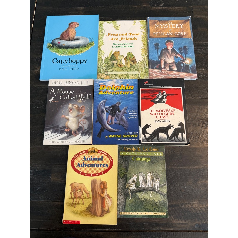 8 Childrens Animal Books Lot Frog and Toad Catwings Capyboppy Dolphin Adventure